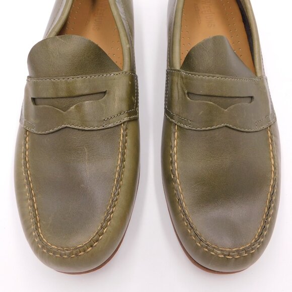 G.H. Bass Weejuns Penny Loafers | Olive Green | Academia | GUC | 10 D Wide main image 13